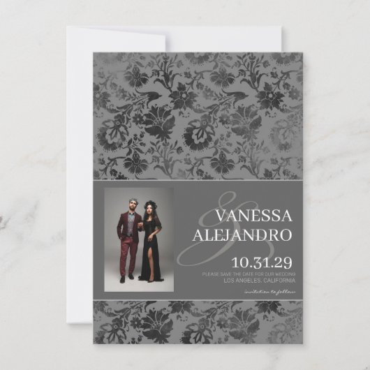 Save The Date Floral gris foncé (Devant)