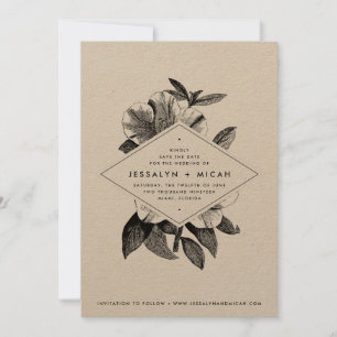 Save The Date Floral Kraft Mariage
