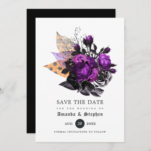 Save The Date Floral Mariage Halloween (Devant / Derrière)