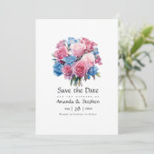 Save The Date Floral Mariage rose et bleu (Debout devant)