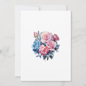 Save The Date Floral Mariage rose et bleu (Dos)