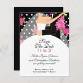 Save The Date Floral Mariée & Salle Enregistrer La Date Invitati (Devant / Derrière)