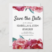 Save The Date Floral Marsala Burgundy Peony Enregistrer la date (Devant)