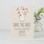 Save The Date Floral Mason Jar Enregistrer la date (Debout devant)