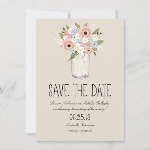 Save The Date Floral Mason Jar Enregistrer la date