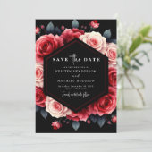 Save The Date Floral minimal Crimson Mariage rouge (Debout devant)
