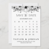 Save The Date Floral Minimalist Botanical Calendar Wedding  (Devant)