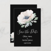 Save The Date Floral Moderne Noir Chic Simple (Devant / Derrière)