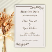Save The Date Floral monochrome rustique Enregistrer la date