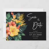 Save The Date Floral Noir Botanique Mariage tropical (Devant)