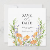 Save The Date Floral Non Photo Wedding Enregistrer La Date Invit (Devant)