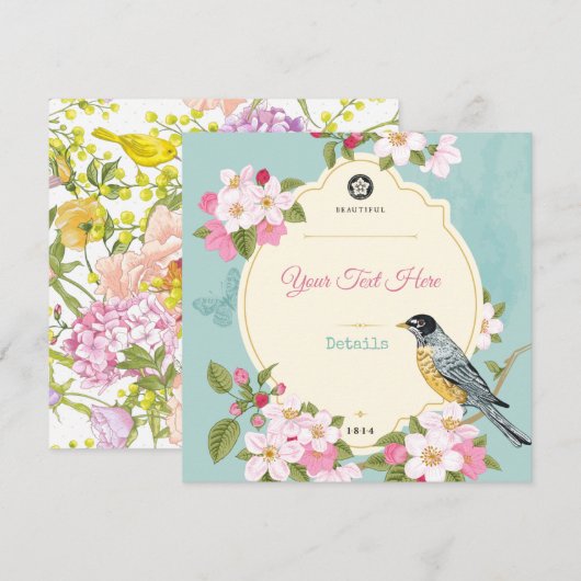 Save The Date Floral/Oiseau Enregistrer La Date (Devant / Derrière)