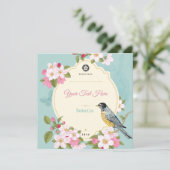 Save The Date Floral/Oiseau Enregistrer La Date (Debout devant)