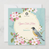Save The Date Floral/Oiseau Enregistrer La Date (Devant)
