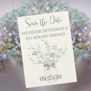 Save The Date Floral Pastel Dusty Bleu et Lavande