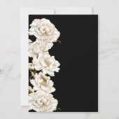 Save The Date Floral Peonies Blanc Golden Elegant Mariage photo (Dos)