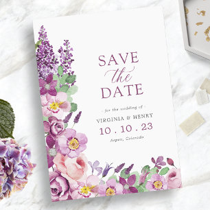 Save The Date Floral pourpre
