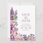 Save The Date Floral pourpre (Devant)