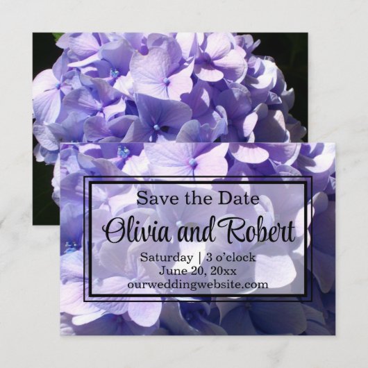 Save The Date Floral pourpre hydrangée violette fleur pourpre (Devant / Derrière)