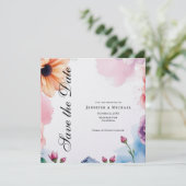Save The Date Floral Professional Minimalist Modern Plain (Debout devant)
