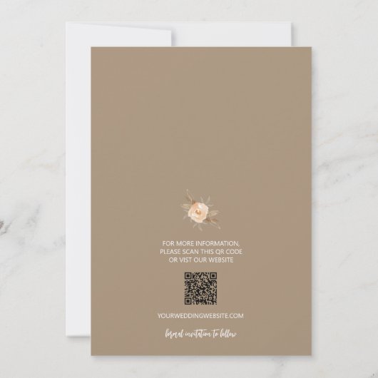 Save The Date Floral QR Code Mariage Enregistrer La Date (Dos)