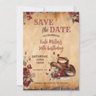 Save The Date Floral Red Western chauve-fille chapeau Anniversai