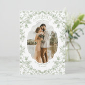 Save The Date Floral Romance Chinoiserie Classic Love Sage Green (Debout devant)