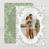 Save The Date Floral Romance Chinoiserie Classic Love Sage Green (Devant / Derrière)