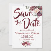 Save The Date Floral Rose Dusty classique sur blanc (Devant)