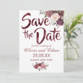 Save The Date Floral Rose Dusty classique sur blanc (Debout devant)