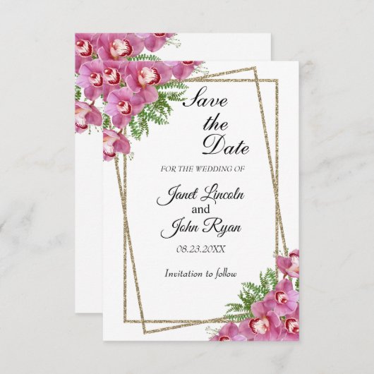 Save The Date Floral rose - Enregistrer la date (Devant / Derrière)