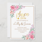 Save The Date Floral rose Mariage géométrique (Devant)