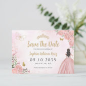 Save The Date Floral rose or princesse Anniversaire Quinceanera (Debout devant)