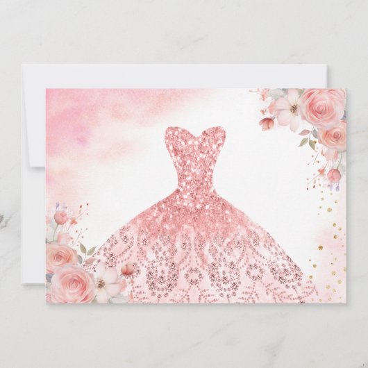 Save The Date Floral rose or princesse Anniversaire Quinceanera (Dos)