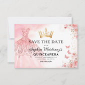 Save The Date Floral rose or princesse Anniversaire Quinceanera (Devant)
