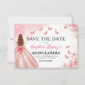 Save The Date Floral rose or princesse Anniversaire Quinceanera (Devant)