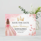 Save The Date Floral rose or princesse Anniversaire Quinceanera (Debout devant)