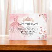 Save The Date Floral rose or princesse Anniversaire Quinceanera