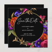 Save The Date Floral rose violet (Devant / Derrière)