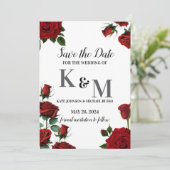 Save The Date Floral Roses rouges (Debout devant)