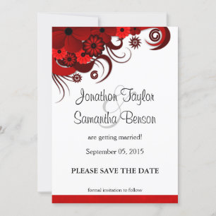 Save The Date Floral rouge et blanc Enregistrer la date Annonce