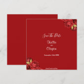 Save The Date Floral Rouge Et Or Enregistrer La Date (Devant / Derrière)