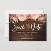 Save The Date Floral Rustic Bois et String Mariage (Devant)