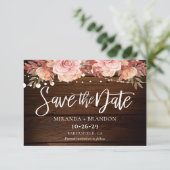 Save The Date Floral Rustic Bois et String Mariage (Debout devant)
