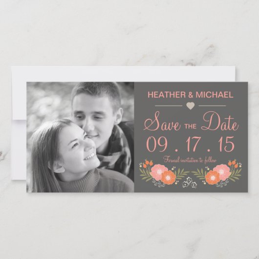 Save The Date Floral rustique Enregistrer la date (Devant)