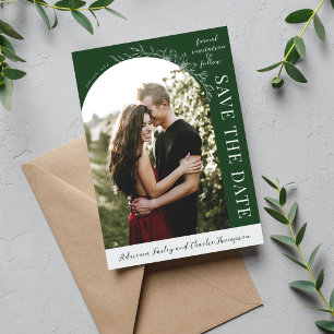 Save The Date Floral Simplicity 1 Evergreen Enregistrer la Date