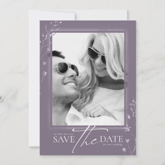 Save The Date Floral Sparkles Mariage Mauve V2 ID889 (Devant)