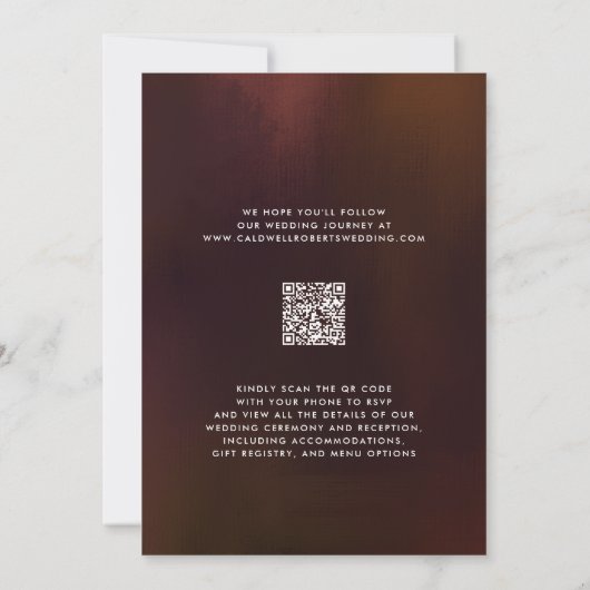 Save The Date Floral Splendor QR Code Moderne Moody Mariage (Dos)