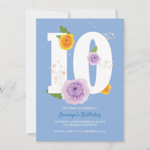 Save The Date Floral Spring Garden 10e fête d'anniversaire