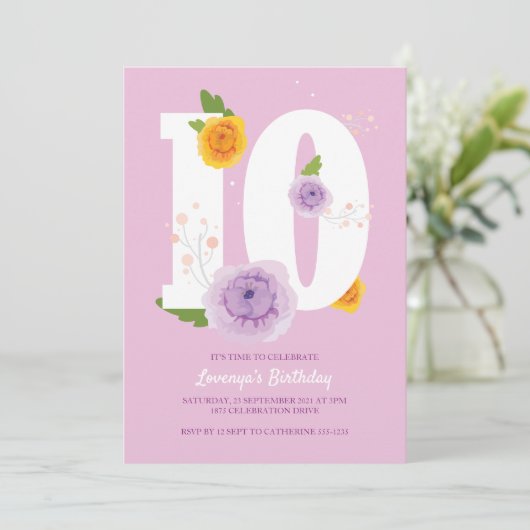 Save The Date Floral Spring Garden 10e fête d'anniversaire (Debout devant)